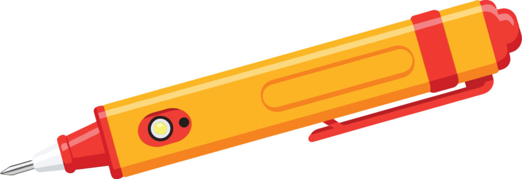 Yellow and red voltage tester pen with electrical tester electrician tool testing equipment circuit measurement detection electronic hardware inspection maintenance instrument