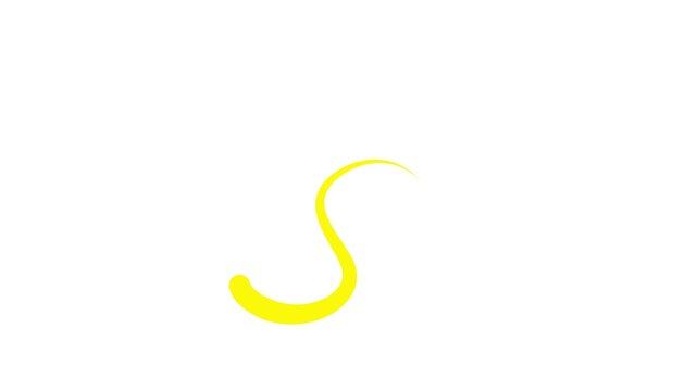 Animated yellow drop of liquid moving. Fluid effect. Looped video. Vector illustration isolated on white background. 