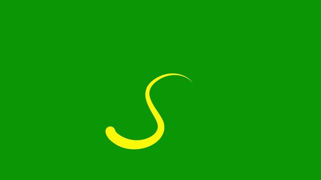 Animated yellow drop of liquid moving. Fluid effect. Looped video. Vector illustration isolated on green background. 