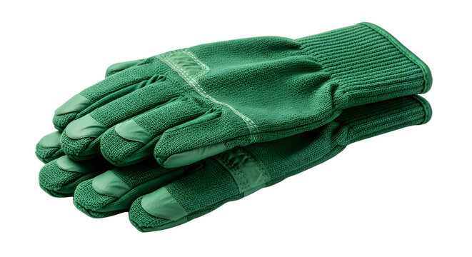 green safety gloves isolated on transparent background