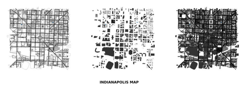 Figureground diagram of indianapolis city center showing street networks and building footprints