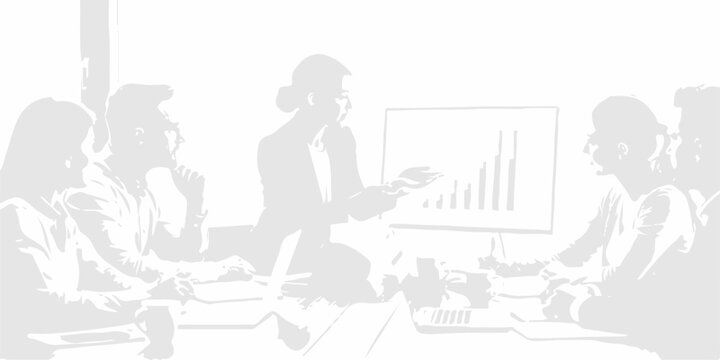 Funny cartoon illustration of a business woman at an office desk and a family at the airport or beach using a computer vector drawing for comic humor