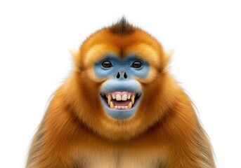 Obraz premium Smiling Golden Snub-nosed Monkey Showing Teeth and Fangs