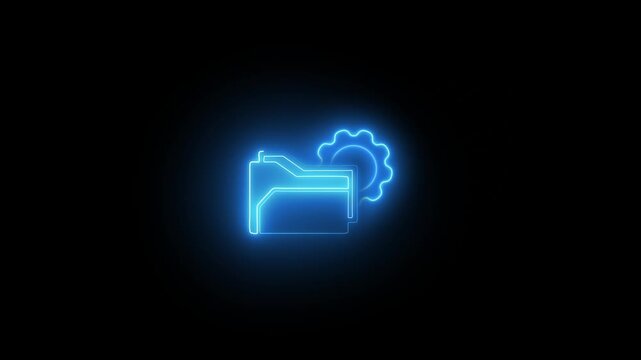 glowing line folder with gear sign animation.