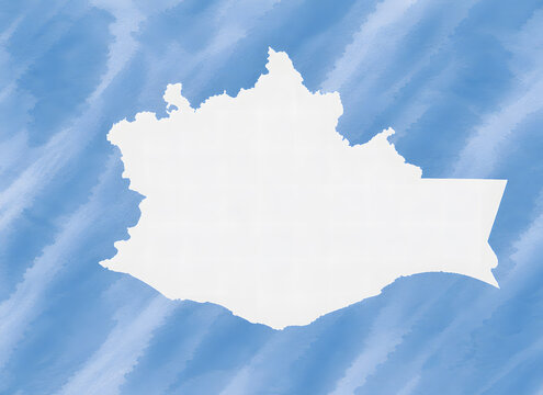 Oaxaca Mexico state map silhouette on blue watercolor background