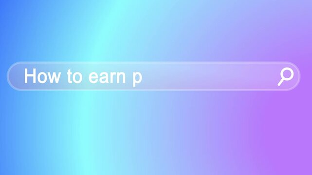 Search query "How to earn passive income" typing animation in minimal search bar interface
