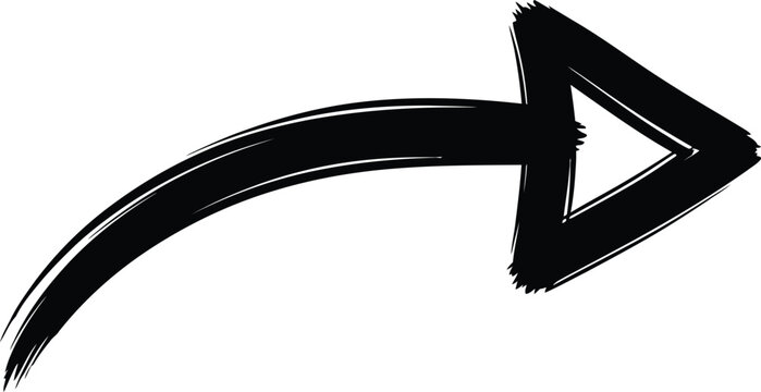 Hand drawn black arrow pointing right with a curved tail