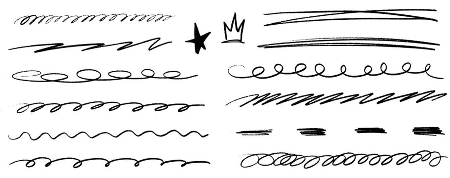 Chalk dust and crayon grain shape a rough graphic line; highlight adds focus while an arrow leads the view, echoed by a second highlight and arrow.