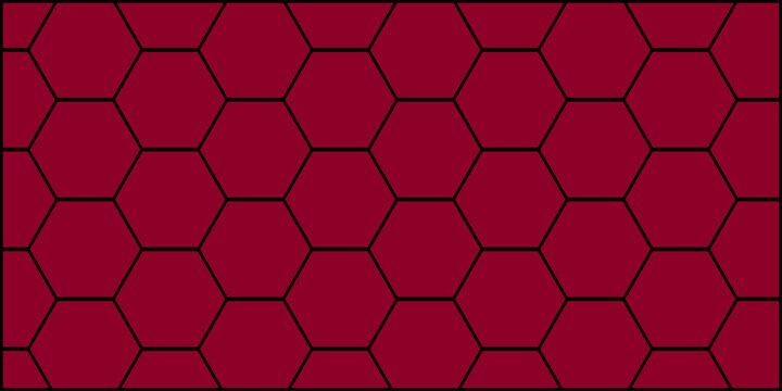 Seamless deep red hexagon honeycomb pattern background with geometric grid, bold abstract texture for modern design, technology, and digital wallpaper use