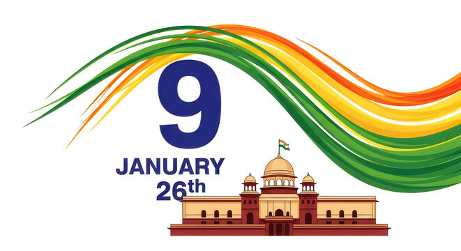 Republic Day India January 26th Illustration with Parliament Building