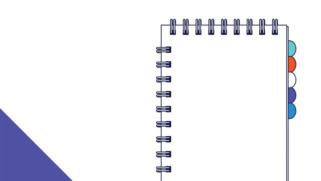 Blank white spiral-bound notebook with five colorful index tabs on the right side, ideal for organization, notes, and professional planning tasks.