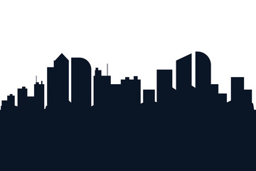Fototapeta premium Black city skyline silhouette isolated on white background, minimalist urban cityscape vector illustration