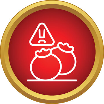 Fruit allergy warning icon depicting two berries below a triangular caution symbol