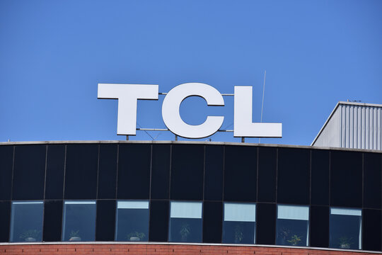 TCL Electronics Poland company office with logo, emblem, signage. Chinese multinational corporation develops, manufactures, and sells consumer electronics. WARSAW, POLAND - APRIL 18, 2026