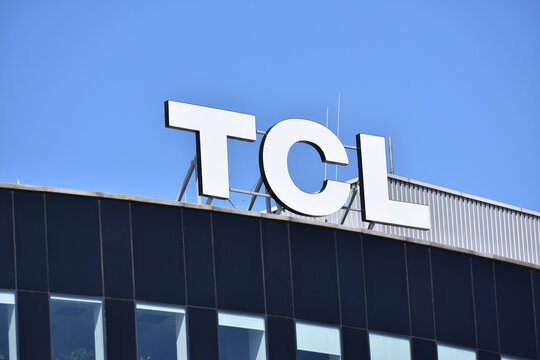 TCL Electronics Poland company office with logo, emblem, signage. Chinese multinational corporation develops, manufactures, and sells consumer electronics. WARSAW, POLAND - APRIL 18, 2026