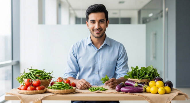 Healthy Eating Concept Man with Fresh Vegetables Diet Nutrition Lifestyle