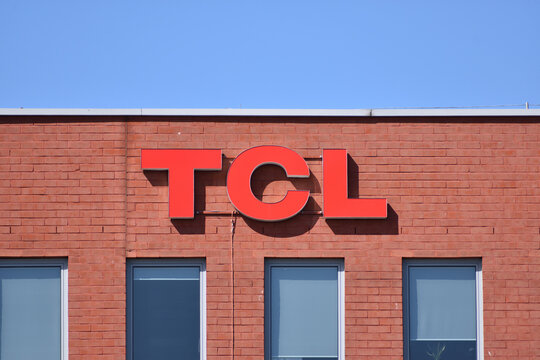 TCL Electronics Poland company office with logo, emblem, signage. Chinese multinational corporation develops, manufactures, and sells consumer electronics. WARSAW, POLAND - APRIL 18, 2026
