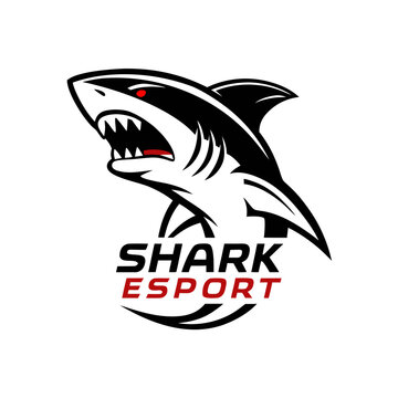 Shark esport with red eyes white background game