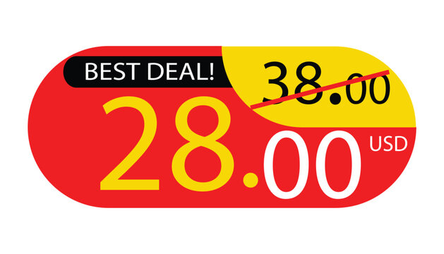 discount label design with best deal and price reduction