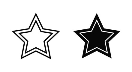 Fototapeta premium Five pointed star icon in outline and solid vector design styles