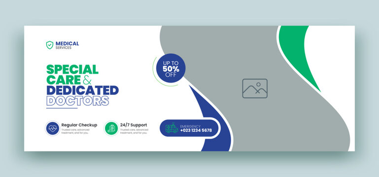 Medical healthcare facebook timeline cover and web banner template
