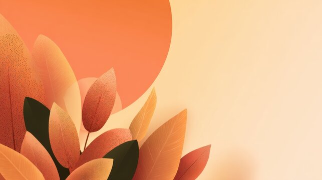 Autumnal Leaves in Orange Hues: A vibrant composition showcasing stylized leaves in shades of orange, set against a soft, complementary background. evokes a sense of warmth, transition.