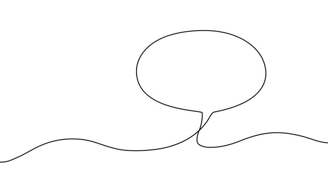 Continuous one line speech bubble art icon talk drawing conversation. Speech bubble  dialogue chat linear discussion doodle speak design idea vector outline illustration communicate cloud text single
