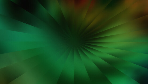 Abstract radial fluted glass texture with green gradient and sunburst pattern. Reflective ribs, light refraction. Modern geometric background perfect for UI, web design, posters, branding, packaging