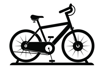 Fototapeta premium stationary bike silhouette line art vector illustration