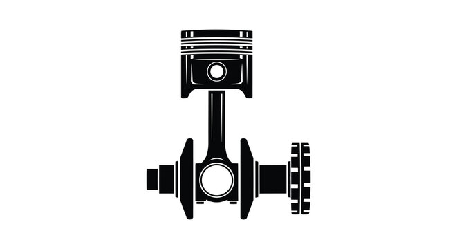 engine piston and crankshaft silhouette on white background high quality professional detailed modern elegant stylish clean crisp vibrant
