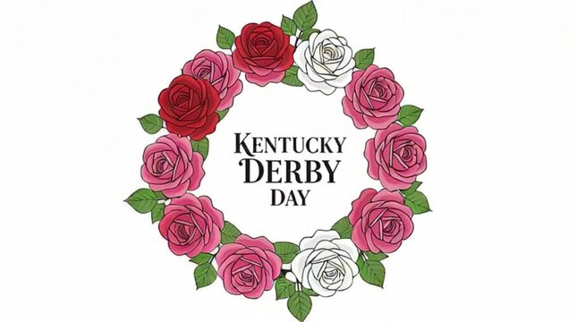 "Kentucky Derby Day" is written on a circle of vector flowers