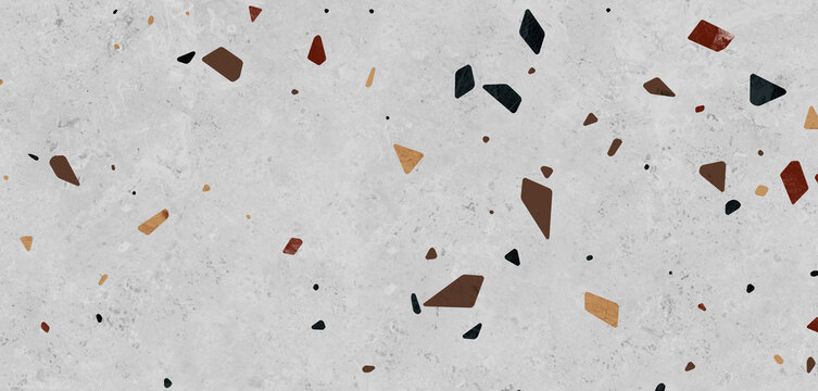 Modern Terrazzo flooring marble stone wall texture abstract background, Colorful terrazzo floor tile on cement surface, architecture interior design pattern, Rustic flooring surface, Slab Tile for gvt