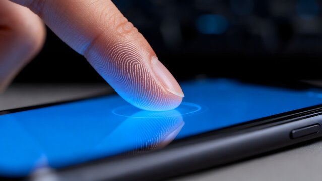 Finger touching smartphone screen