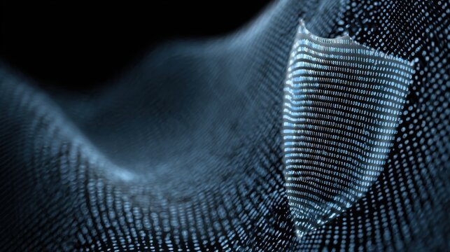 Digital Fortress: An artistic representation of data protection and cyber security, visualizing a digital shield as a bulwark against the forces that threaten it.