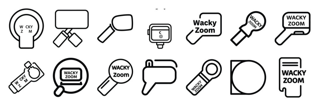 A set of wacky zoom silhouette icon. Funny vector isolated icons on transparent background.