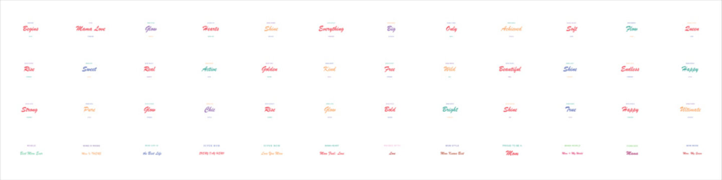 Minimalist pastel logo collection, set of 48 modern abstract branding icons, colorful geometric vector symbols for corporate identity and web design