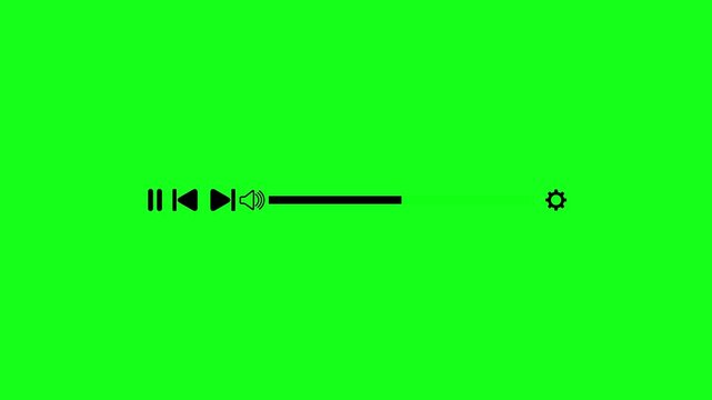 Media player template scroll bar button with audio reactor, Music timeline or video track player, Timeline bar moving as song media playing Animation. music player 4K animation video.