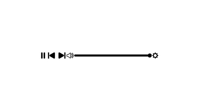 Media player template scroll bar button with audio reactor, Music timeline or video track player, Timeline bar moving as song media playing Animation. music player 4K animation video.