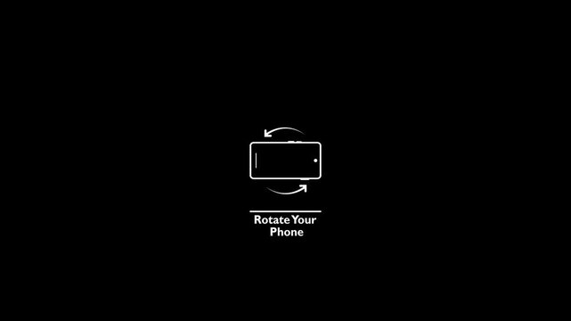 Please rotate your phone animation 4k video on black background, Turn you Smart phone and rotate device screen, Phone flip sign, Rotate device screen On Black Background.4k animation video.