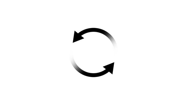 Circle arrow refresh and reload icon animation with loading progress on black background.4k animation video.