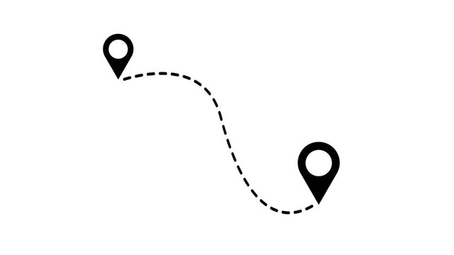 Two location point connection with lines arrow direction animation on white background.4k animation video .