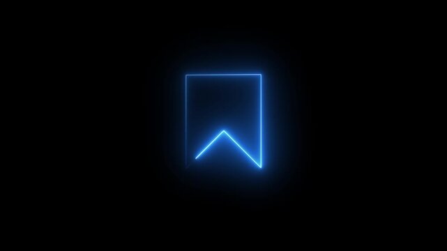 Glowing neon line bookmark save icon animation on black background. representing saved pages, reading list concept interface navigation tool design.4k animation video.