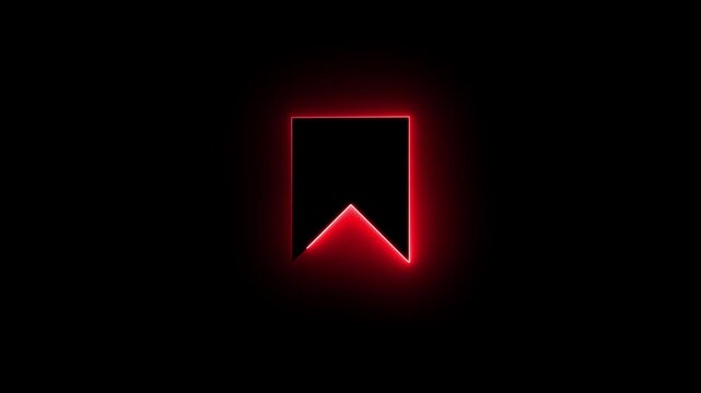 Glowing neon line bookmark save icon animation on black background. representing saved pages, reading list concept interface navigation tool design.4k animation video.