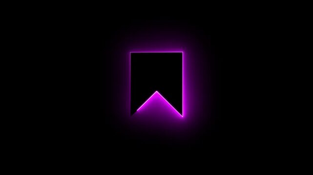 Glowing neon line bookmark save icon animation on black background. representing saved pages, reading list concept interface navigation tool design.4k animation video.