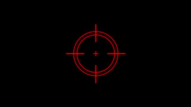 Glowing neon light target icon animation. Military training, Military target icon animation on black background. Crosshair, gun aim, sniper target.4k animation video.