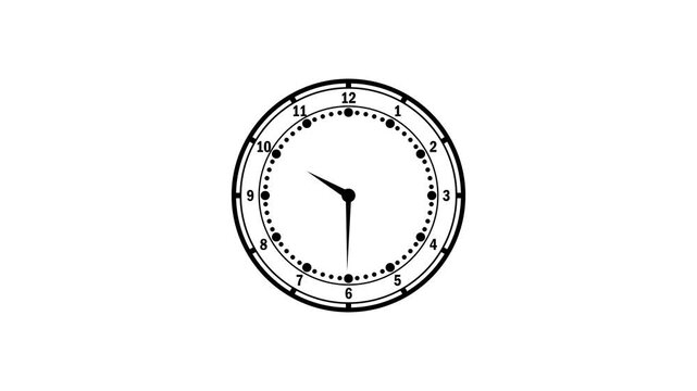Analog roman clock animation on transparent background. Time Distortion Clock &ndash; Hour Hand Faster than Minute Hand.12 hour clock animation video.
