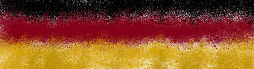 Fototapeta premium Vibrant germany flag colors black red gold paint powder on isolated background textured abstract design