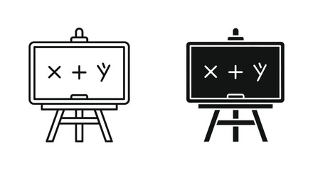 Math equation blackboard icons outline and filled © Visual