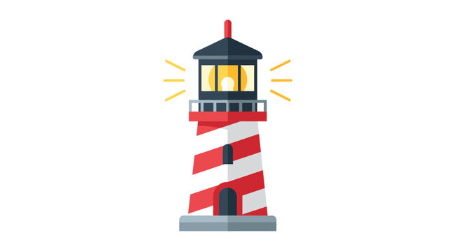 Lighthouse Illustration Flat Design with Copy Space