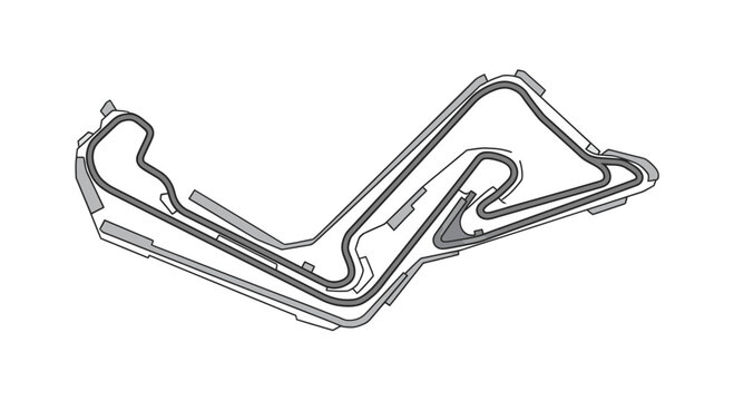 Race Track Outline Top View Minimalist Graphic Vector Illustration with Copy Space